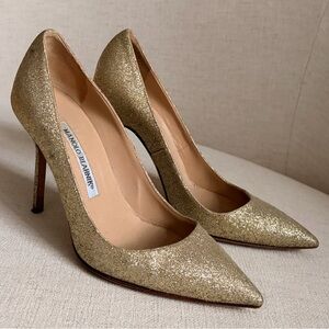 Manolo Blahnik Sparkling Gold Heels